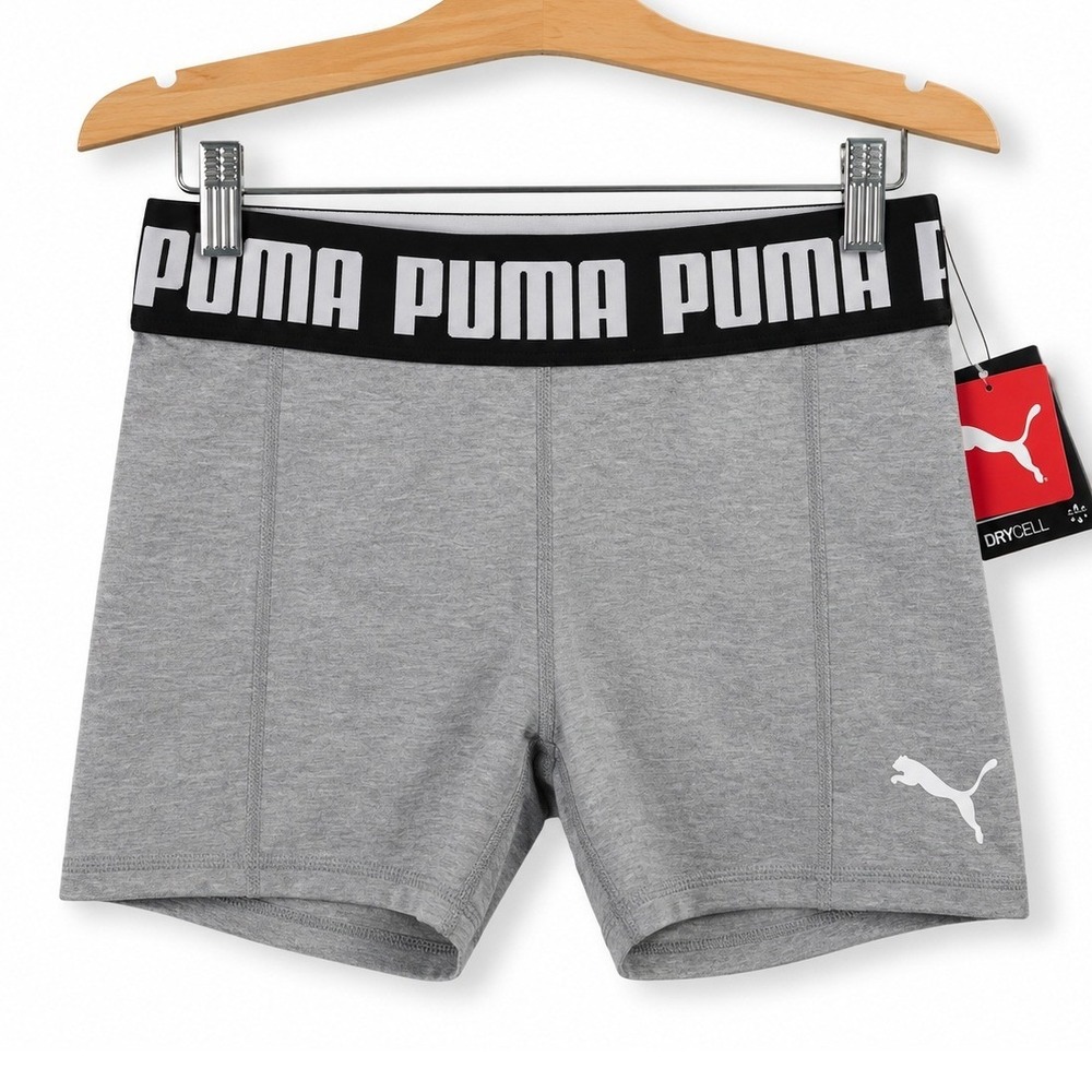 Puma Strong 3'' Tight Shorts Heather Grey Womens XS Activewear Gym Workout New